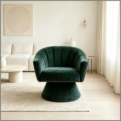 Fauteuil d'appoint pivotant à 360 degrés, fauteuil demi-tonneau capitonné Modern