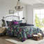 Édredon 5 pièces pour lit double / grand, noir avec motif botanique fascinant, 2 coussins décoratifs, taies décoratives assorties, lavable à la machine double / grand, pièce, élément imprimé,