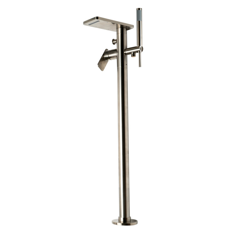 2 Handle Floor Tub Filler with Diverter, Brushed Nickel