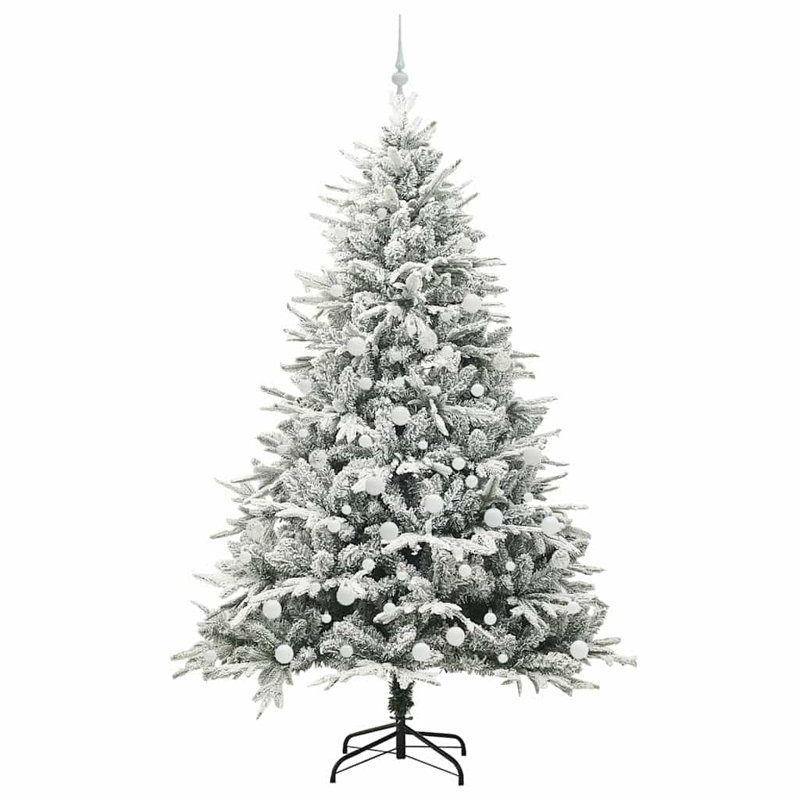 Artificial Pre-lit Christmas Tree with Ball Set, 210cm H, White
