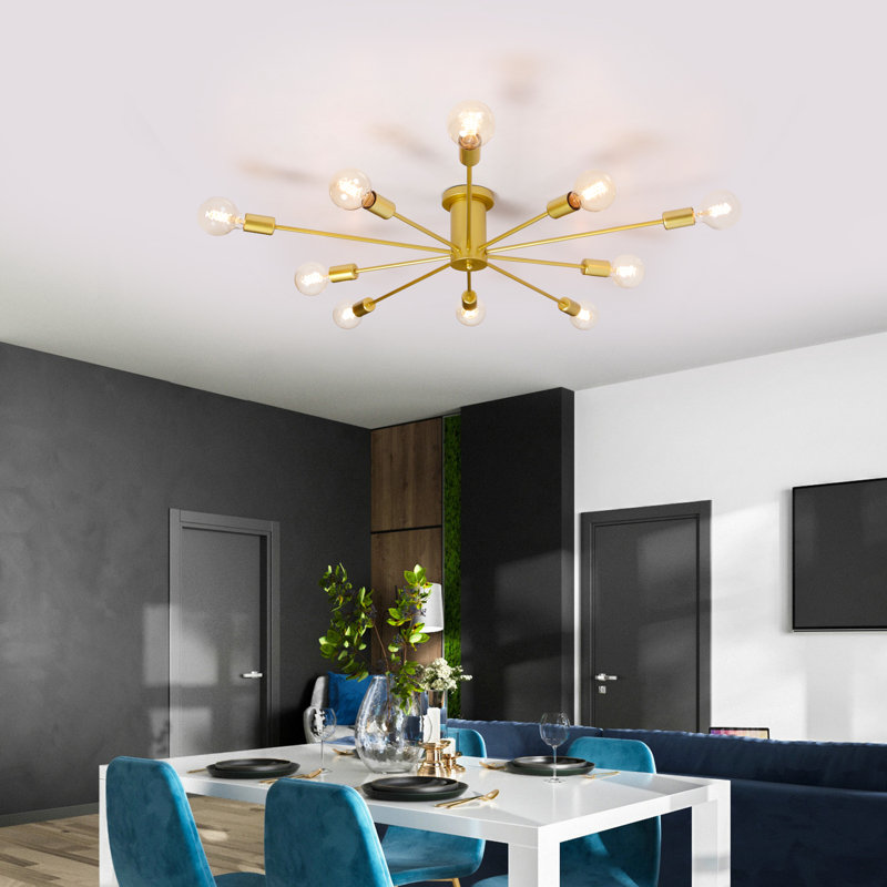 Parrino Light 34.3'' Semi Flush Mount, Gold, 10 Lights