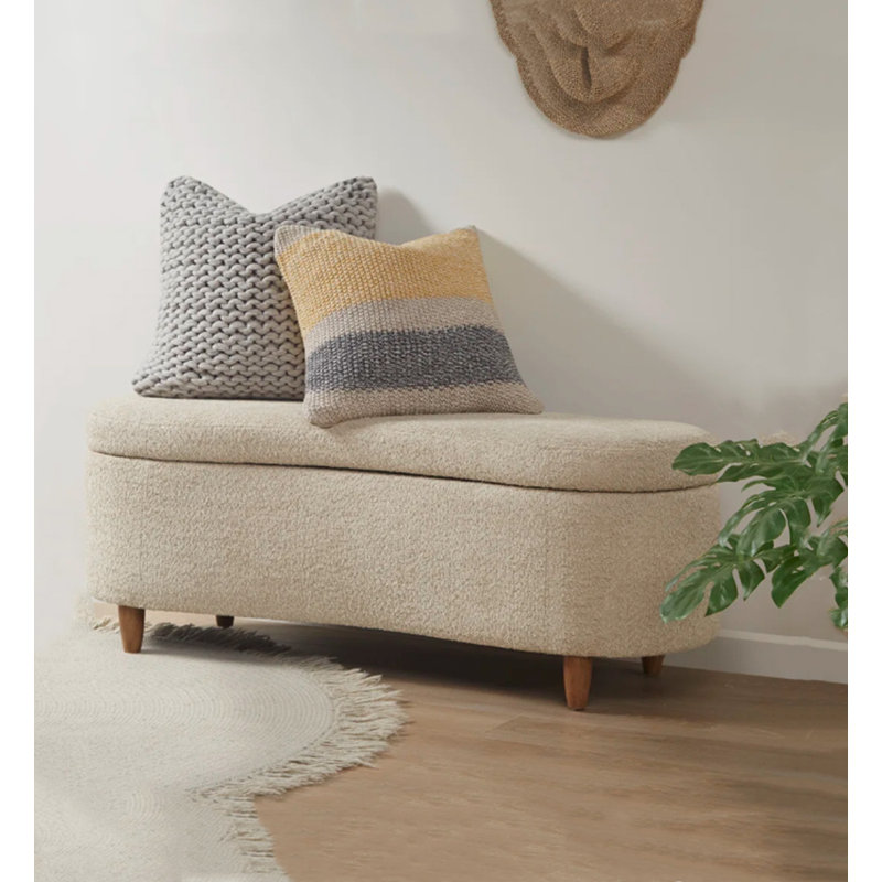 Repose-pieds moderne et minimaliste avec rangement en laine d'agneau