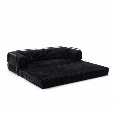 Comfortable Corduroy Convertible Floor Sofa Bed With Pillow Back Support, No Assembly Required For Easy Relaxation, Sectional