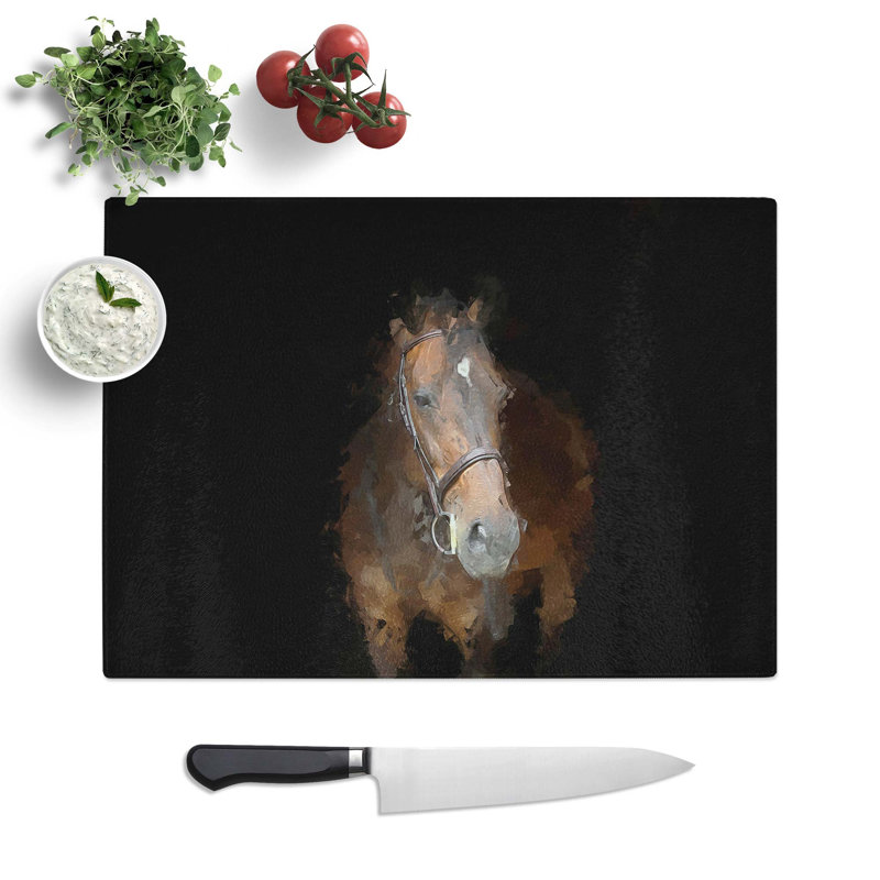 Tempered Glass Horse in the Shadows Chopping Board, 28.5 cm W x 20 cm L