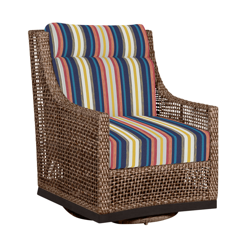 Outdoor Peninsula Gliding Wicker/Rattan Chair with Cushions, No welt + Standard fill, Mahogany/Chestnut