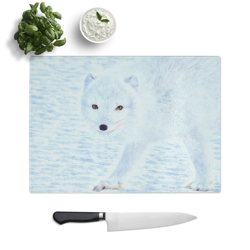 Tempered Glass Winter Fox Painting Chopping Board, 20 cm x 28.5 cm