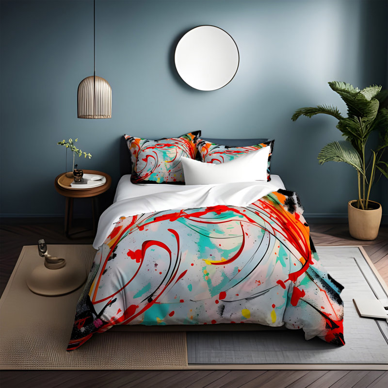 Polyester Abstract Duvet Cover, King Duvet Cover + 2 King Shams