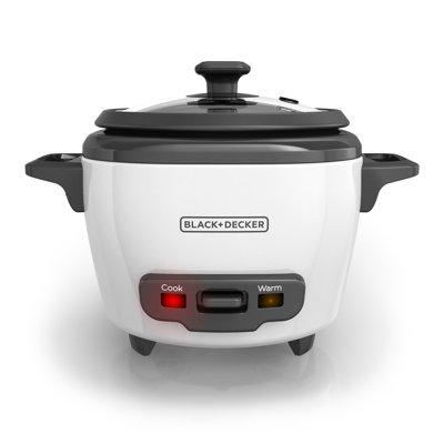 Black + Decker, cuiseur à riz, riz non cuit, panier à vapeur, bol antiadhésif amovible, une touche