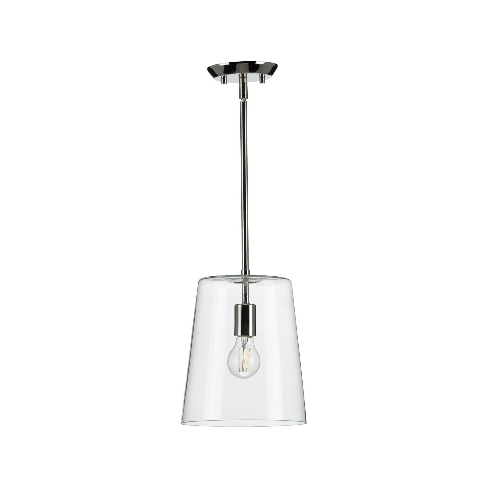 Selena Single Light Glass Dimmable Pendant, 11.38" H x 9" W x 9" D, Dark Silver