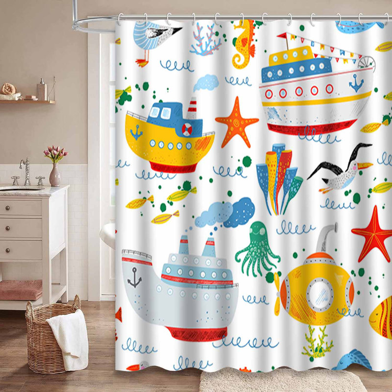 Rideau de douche imperméable avec 12 crochets SailorTots, L 72 po x l 84 po