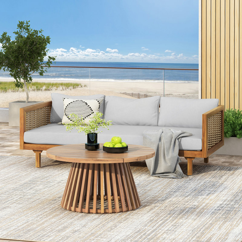 3 Seater Sofa And Table Set, Light Gray