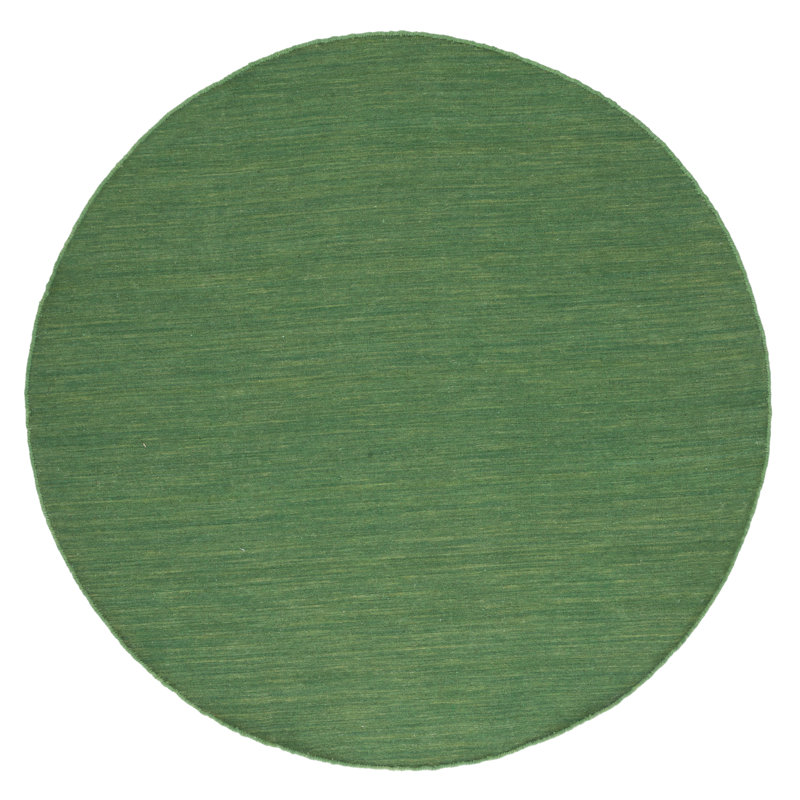 Kilim Hand Loomed Wool/Cotton Rug in Green, Round 6'
