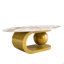 Table basse ovale moderne pour salon, plateau en pierre frittée à motif marbre et piètement en acier inoxydable doré, 120 cm (47,2 pouces).