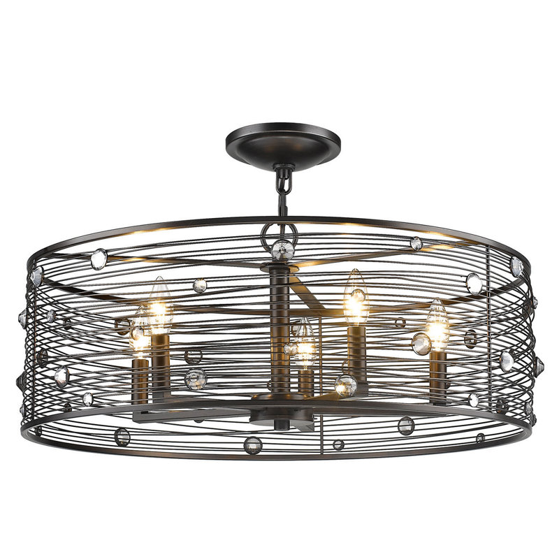Lustre tambour unique à 5 lumières