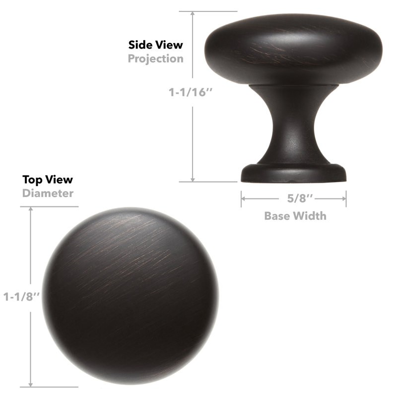 1.13" Diameter Mushroom Knob Multipack, Oil Rubbed Bronze