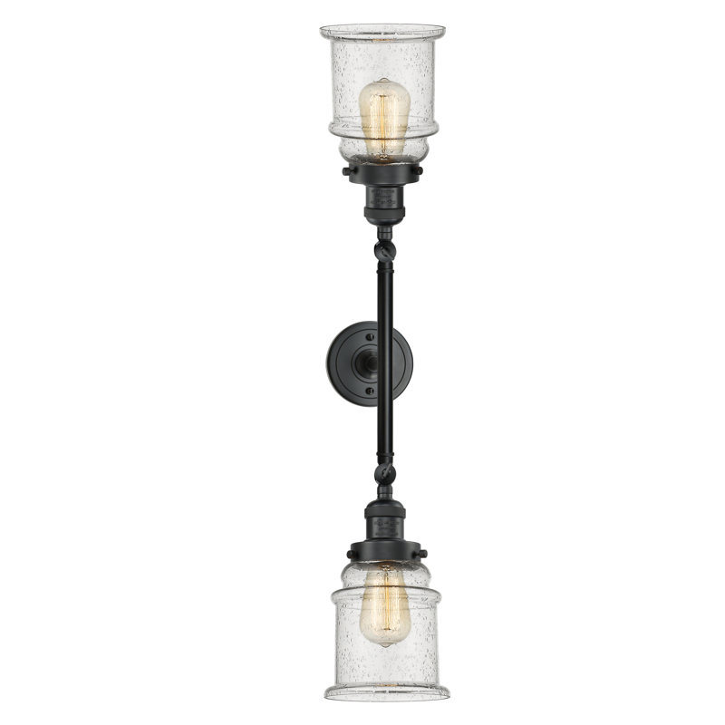 Éclairage de salle de bain à intensité variable 2 lumières Galaviz, Grainé, Ampoule DEL 6 watts Vinage, Noir mat