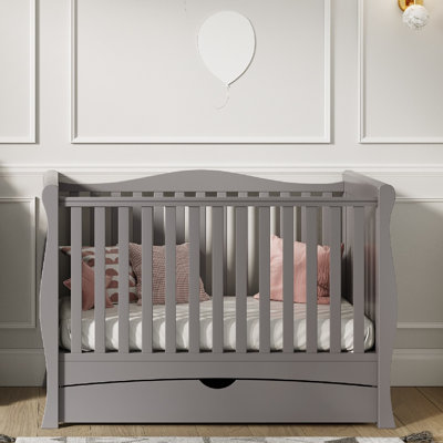 Gilbert Grey Cot Bed with Mattress 140x70x10cm 