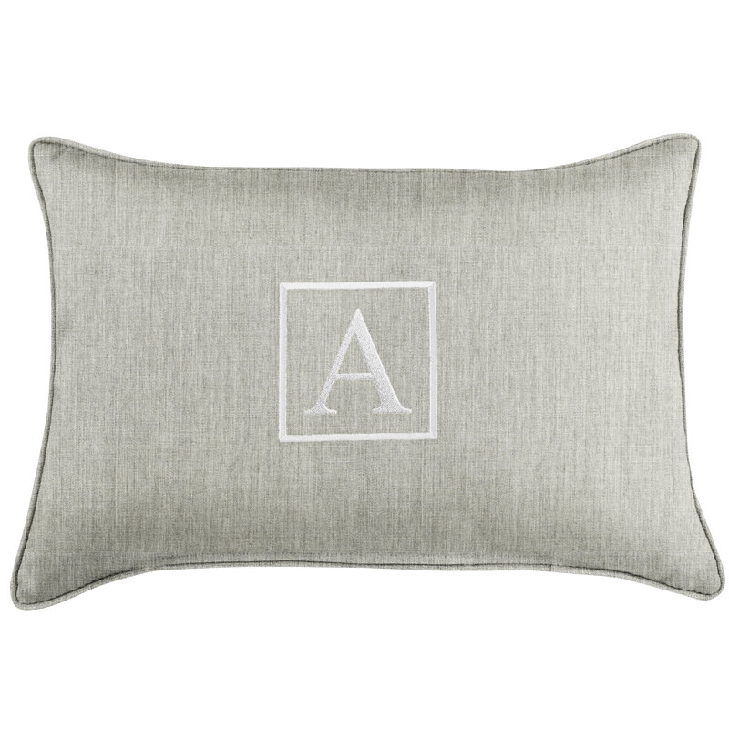 Kerrell Embroidered Sunbrella® Outdoor Throw Pillow, Granite Gray, A