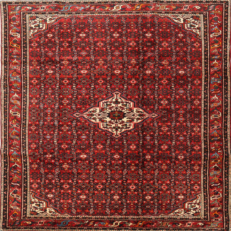 Tapis traditionnel rouge / brun / beige Dicul, Rond 5 pi