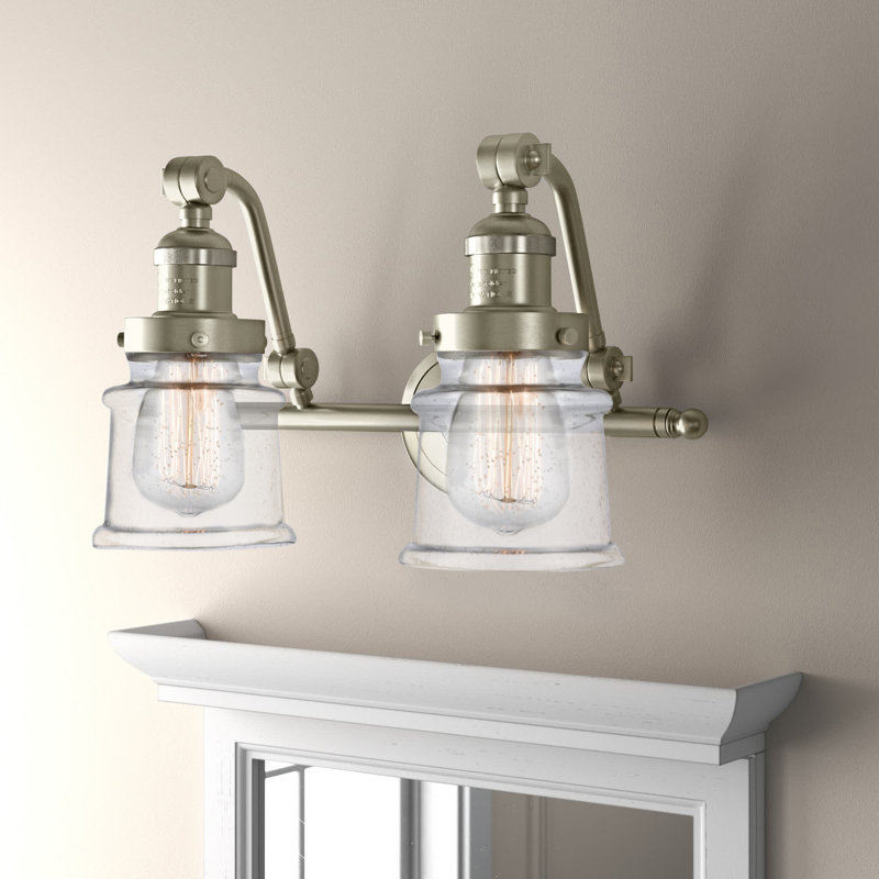 Alexandira 2 - Light Dimmable Vanity Light, Brushed Satin Nickel, 6 Watt Vinage LED Bulb, Seedy
