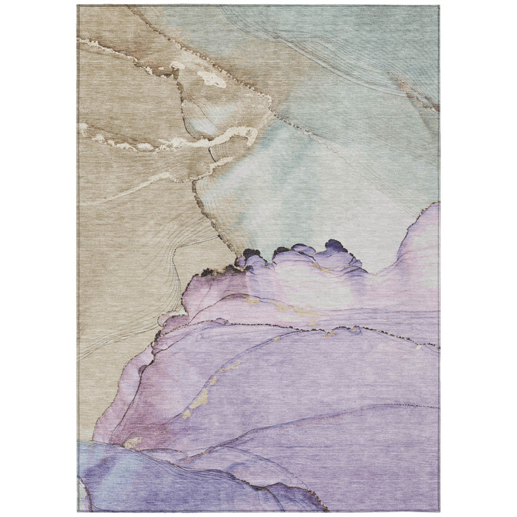 Machine Washable Indoor/Outdoor Xhevrie Lavender Rug