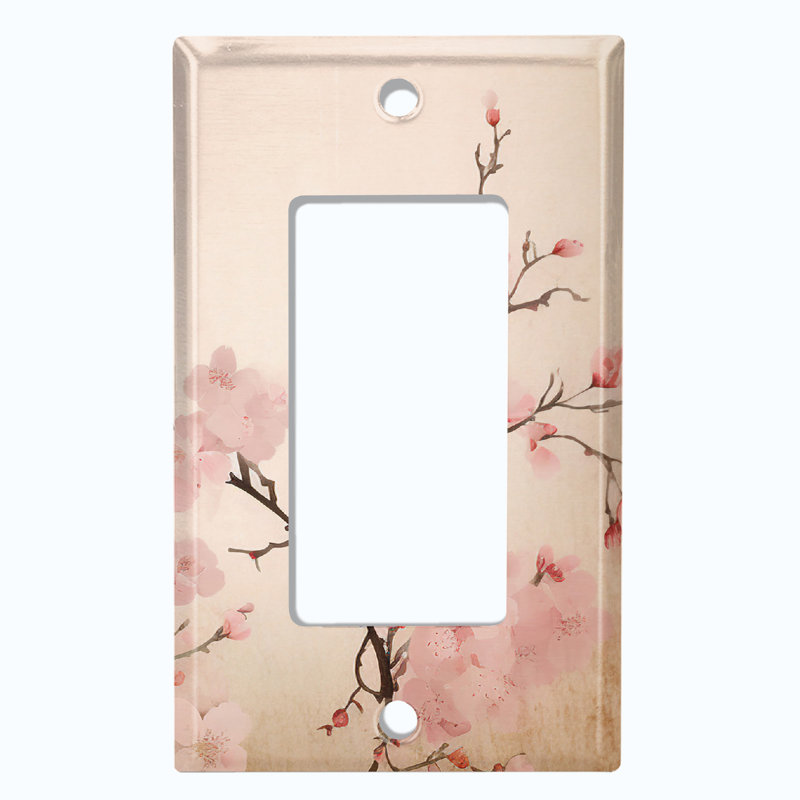 Pink Sakura Flower White Christmas Festive Tree Lights 1 - Gang Wall Plate