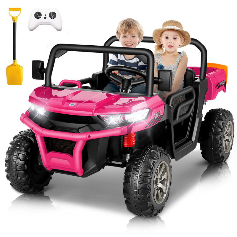 Pink 24V Kids Ride-On Truck with Remote Control and Electric Dump Bed