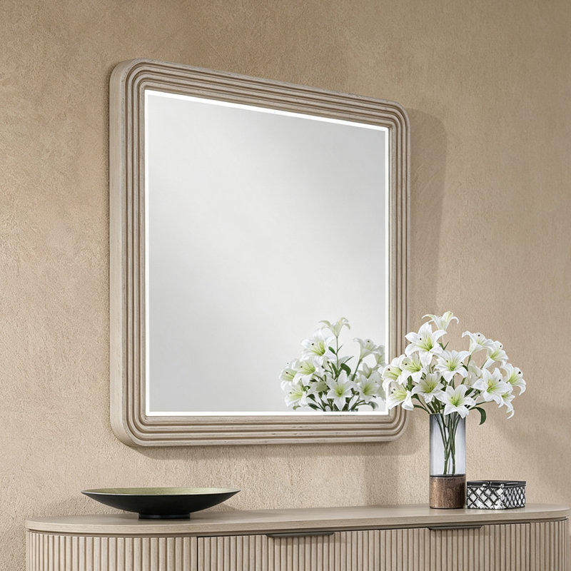 48"Leanna Collection Ribbed‑Wood Frame Decorative Mirror