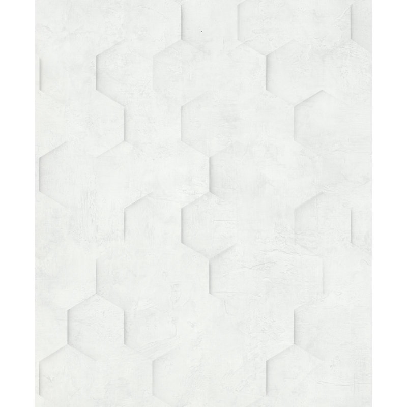Straughter Textured Hexagon Design 10.05m x 53cm Wallpaper Roll, White