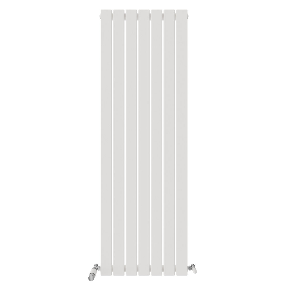 iBathUK Belgravia Vertical Single Slim Flat Panel Radiator Angled Valve