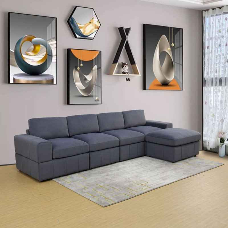 Ensemble de canapé de salon en microfibre gris foncé 5 pièces