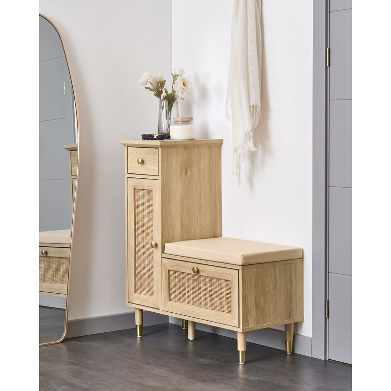 Alantra Faux Leather Upholstered Storage Bench, 90 cm H x 79 cm L x 37 cm D