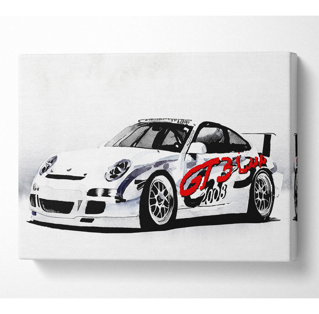 Porsche 911 GT3 B N W Rot - Kunstdrucke auf Leinwand