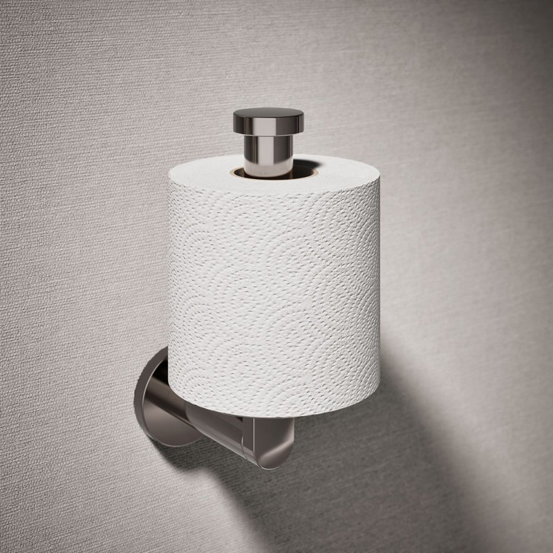 Vertical Wall Mount Toilet Paper Holder, Brushed Gold