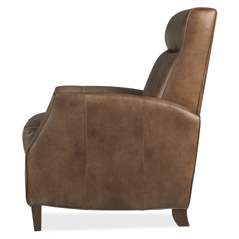 Denver Push Back Recliner, Brown Top Grain Leather
