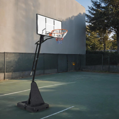Portable Basketball Hoop for Youth Adults & Professional Match,Adjustable Height 8.04 ft to 10.01 ft,44 inch Backboard with Rebound System, Indoor/Outdoor Basketball Goal with Rebound Board and Wheels