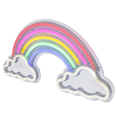 Enseigne murale 15,75 po style néon arc-en-ciel et nuages