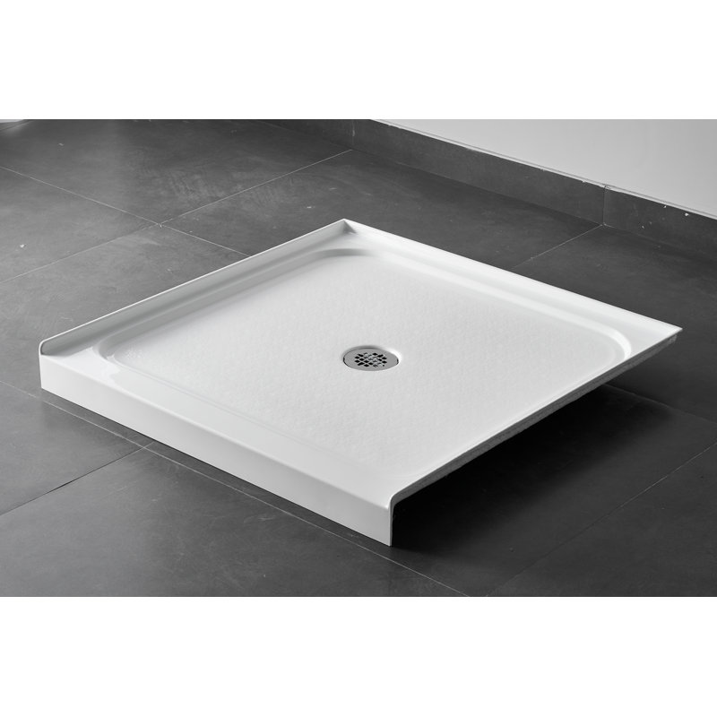 Base de bac de douche à seuil simple en blanc avec ensemble de drain central