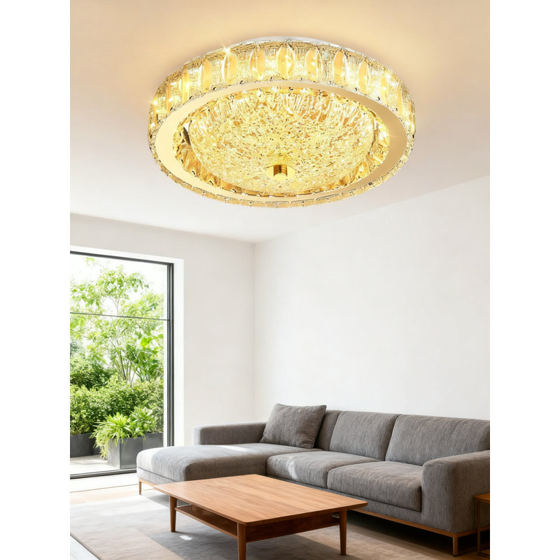 Mini plafonnier encastré à DEL moderne en cristal à intensité variable avec télécommande pour le couloir de la chambre à coucher