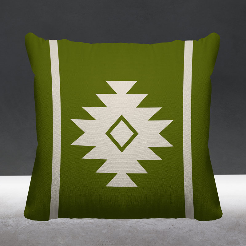 Coussin décoratif intérieur / extérieur Wapi Southwestern, L 15 po x H 15 po, Chartreuse
