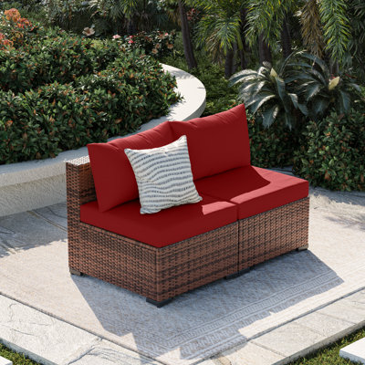 2-Person Armless Outdoor Seating Group With Cushion