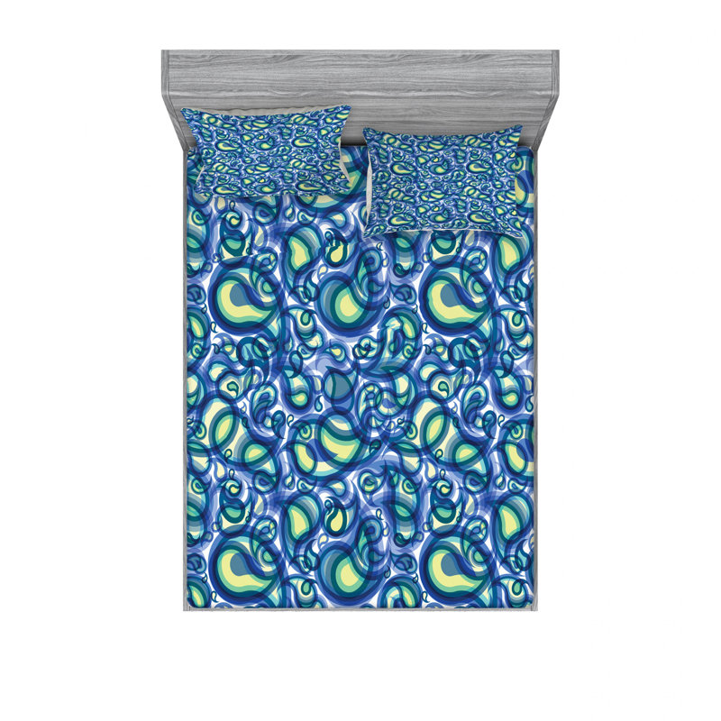 Microfiber Floral Sheet Set, Queen, Paisley 5