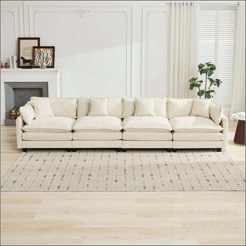 Canapé modulaire Cloud avec coussin double couche, Chenille bleue