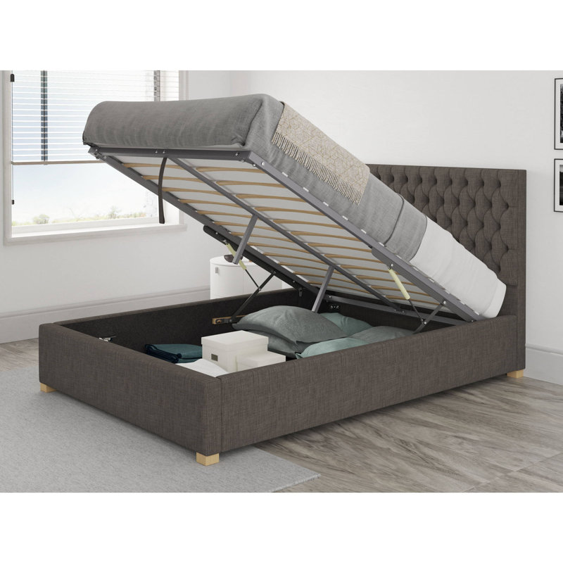 Central City Upholstered Ottoman Storage Bed, Single (3'), Slate
