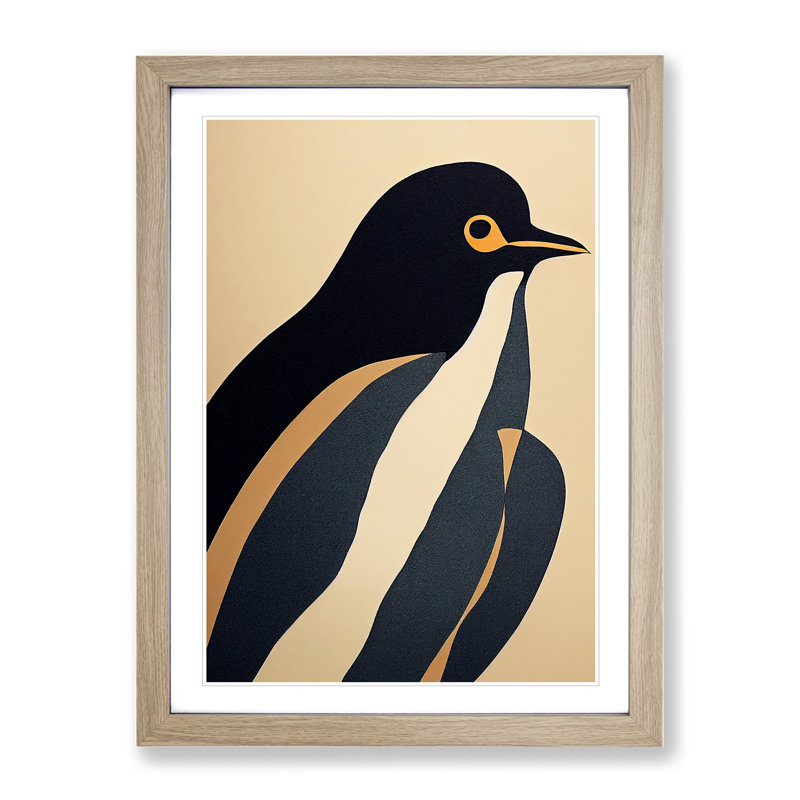 Penguin Abstract No.1 - Wall Art, 34cm H x 25cm W, Oak Frame