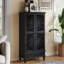Grande armoire de rangement rustique avec tiroir et portes en bois sculpté, pieds en bois massif pour une organisation multi-pièces et un style intemporel.-627794766