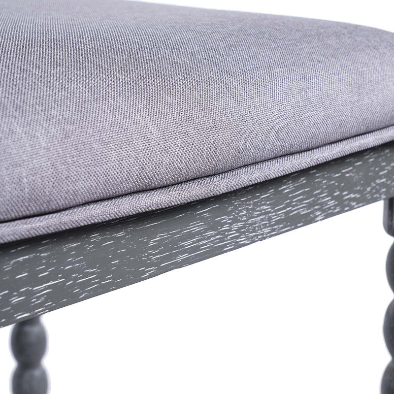 Tabouret de comptoir 26 po en bois d'acacia massif avec siège rembourré pour la cuisine, l'îlot et le bar, Gris, 2