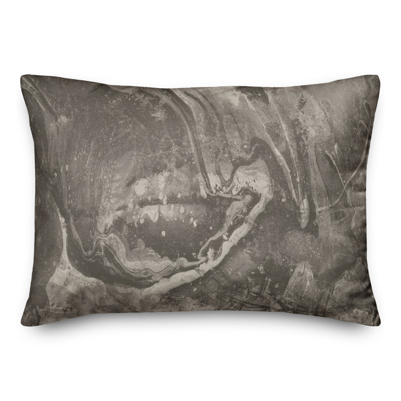 Housse et insert de coussin rectangulaire d'extérieur en marbre, Gris