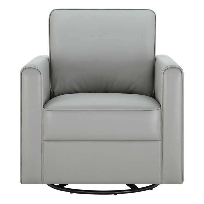 Fauteuil d'appoint pivotant en cuir véritable Weston, Gris clair