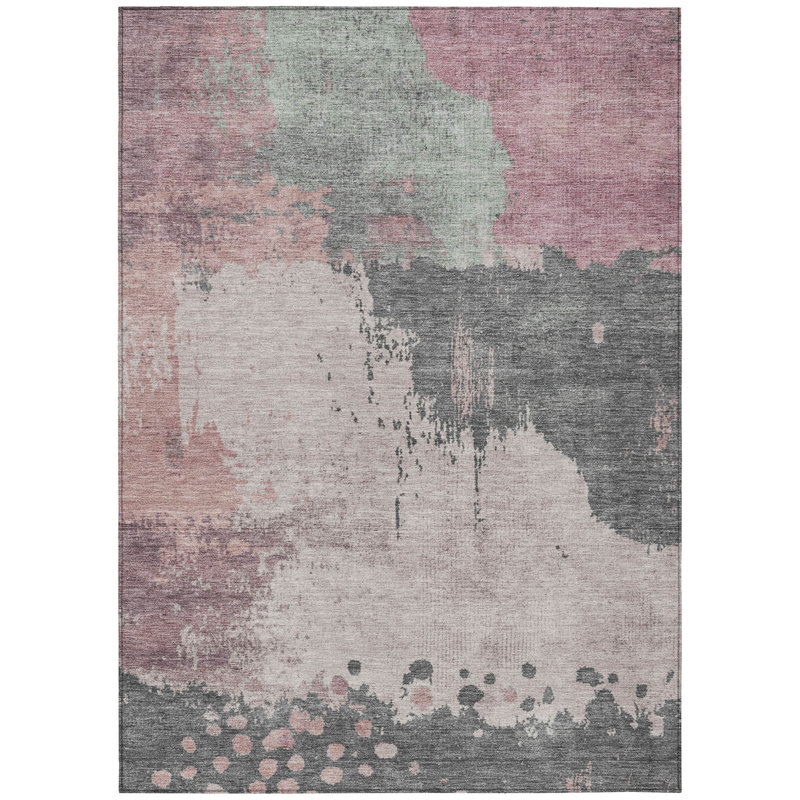 Machine Washable Indoor/Outdoor Xhevrie Blush Rug, Rectangle 2'6" x 3'10"
